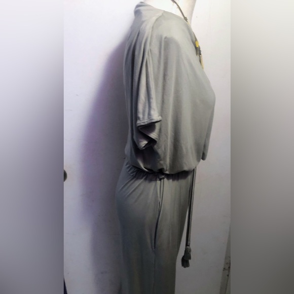 MainStrip Sage, Boat Neckline, Double Slit Maxi Dress. Will fit SZ Small & Med - Picture 10 of 16